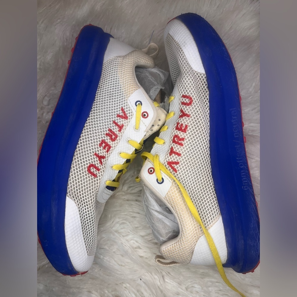 Atreyu Men's Athletic Shoes - White, Blue, and Yellow